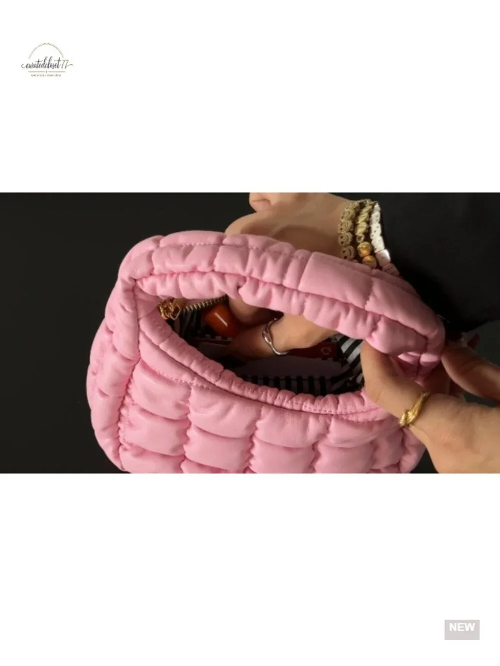Mini Quilted PU Leather Crescent Puffer Crossbody Evening Bag